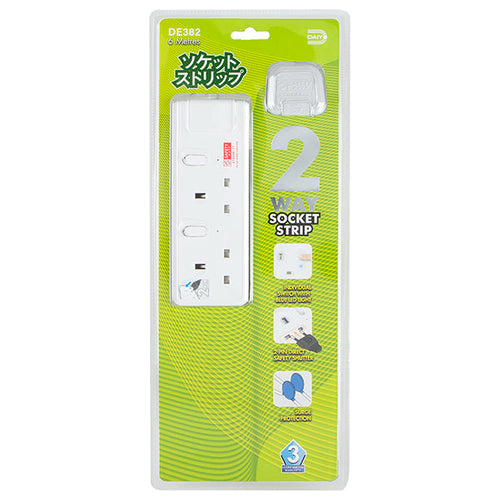 Daiyo DE382-6M LED 2 Way Socket Strip w Surge 6M