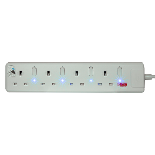 Daiyo DE384-6M LED 4 Way Socket Strip w Surge 6M