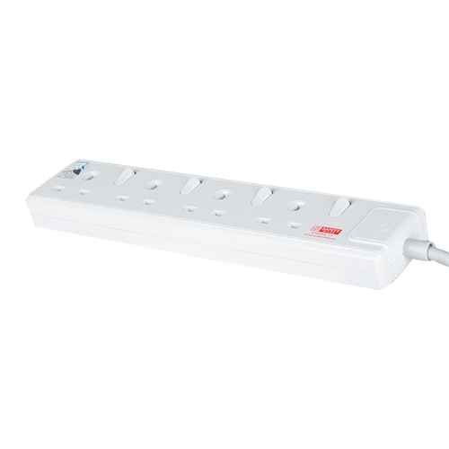 Daiyo DE384-6M LED 4 Way Socket Strip w Surge 6M
