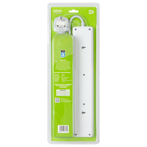 Daiyo DE385-3M LED 5 Way Socket Strip w Surge 3M