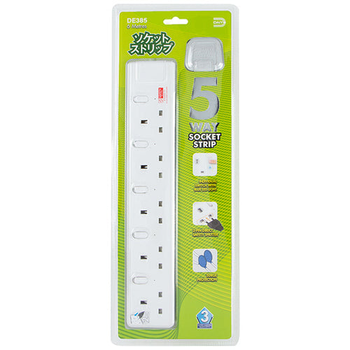 Daiyo DE385-6M LED 5 Way Socket Strip w Surge 6M
