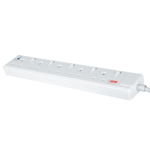 Daiyo DE385-6M LED 5 Way Socket Strip w Surge 6M