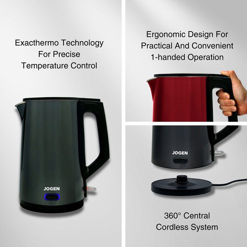 Jogen KE4211 Stainless Steel Kettle 1.7L 2200w Keep Warm (Red)