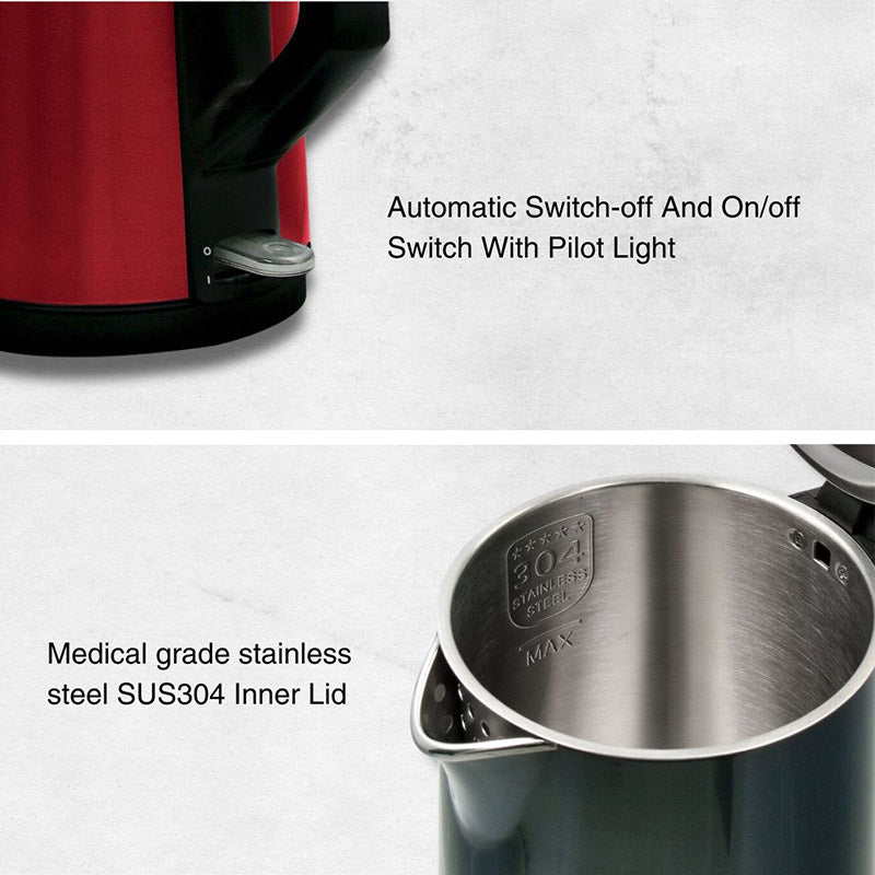 Jogen KE4211 Stainless Steel Kettle 1.7L 2200w Keep Warm (Red)