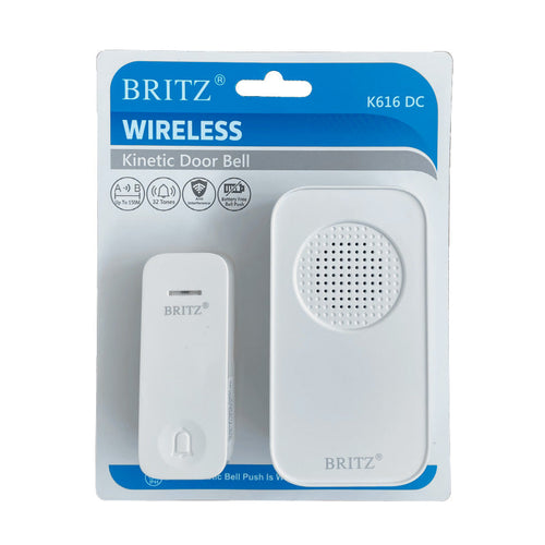 Britz K616DC Kinetic Wireless Doorbell (White)