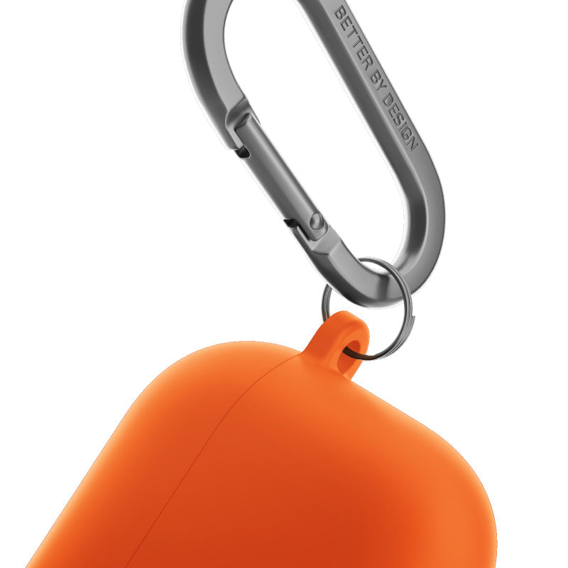 Uniq NEXO Active Hybrid Silicone Airpods 4th Gen (2024) Case with Sports Ear Hooks (Volt Orange)