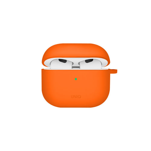 Uniq NEXO Active Hybrid Silicone Airpods 4th Gen (2024) Case with Sports Ear Hooks (Volt Orange)