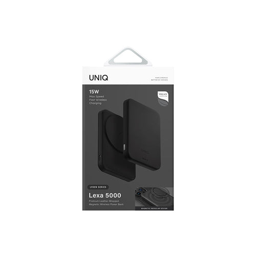 Uniq Lyden Lexa 5000mAh Magnetic Fast Wireless USB-C PD Power Bank - (Black)