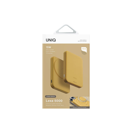 Uniq Lyden Lexa 5000mAh Magnetic Fast Wireless USB-C PD Power Bank - (Canary Yellow)