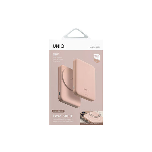 Uniq Lyden Lexa 5000mAh Magnetic Fast Wireless USB-C PD Power Bank - (Blush Pink)