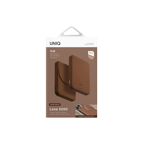 Uniq Lyden Lexa 5000mAh Magnetic Fast Wireless USB-C PD Power Bank - (Caramel)