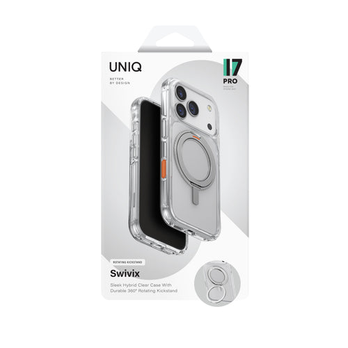 Uniq Hybrid iPhone 17 Pro (2025) 6.3 Swivix With 360 Rotating Kickstand - Lucent Clear