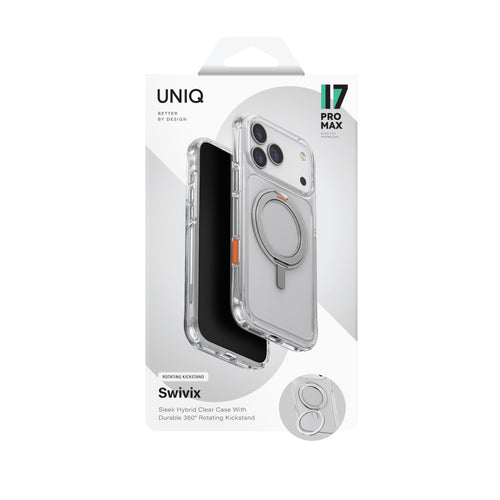 Uniq Hybrid iPhone 17 Pro Max (2025) 6.9  Swivix With 360 Rotating Kickstand - Lucent Clear