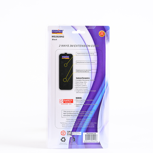 Morries MS2828N2 2Way 3M Extension with Surge (Black)