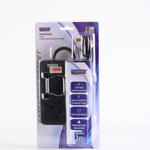 Morries MS2828N2 2Way 3M Extension with Surge (Black)