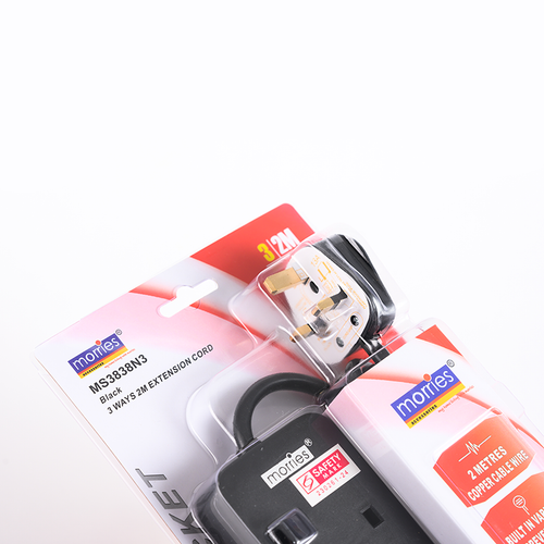 Morries MS3838N3 3Way 2M Extension with Surge (Black)
