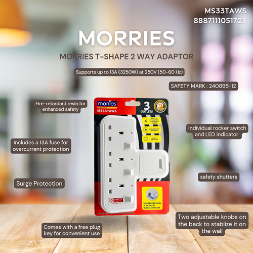 Morries MS33TAWS T-Shape 3Way Adapter with Switch