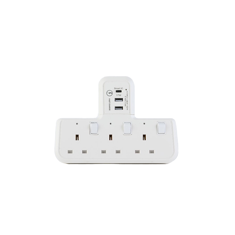 Morries MS303USBCTSA T-Shape 3Way Adapter with 2X USBA + 1 USB C