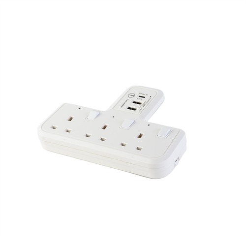 Morries MS303USBCTSA T-Shape 3Way Adapter with 2X USBA + 1 USB C