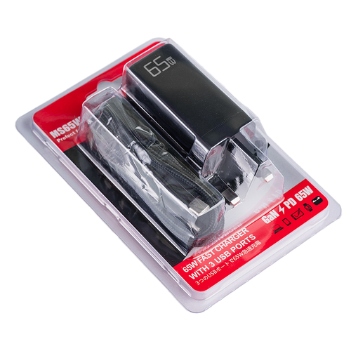 Morries MS65WGFC(BK) 65W 2C1A Fast Charge Adapter come with 1.5M C Cable (Black)