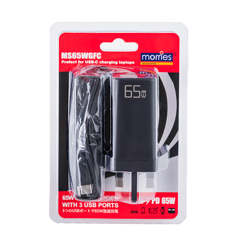 Morries MS65WGFC(BK) 65W 2C1A Fast Charge Adapter come with 1.5M C Cable (Black)
