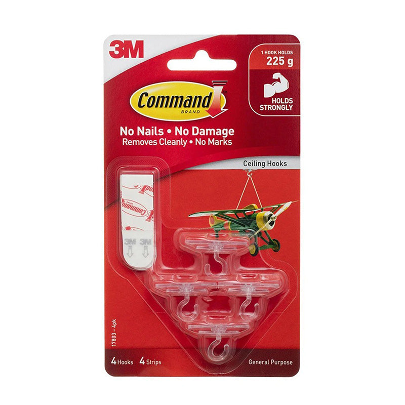 3M Command 17803-4PK Ceiling Hook 4Pk