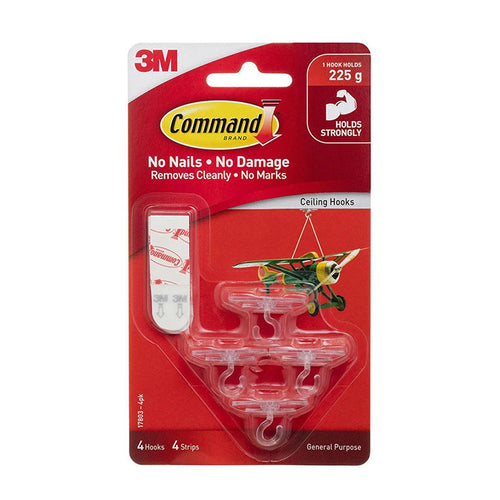 3M Command 17803-4PK Ceiling Hook 4Pk
