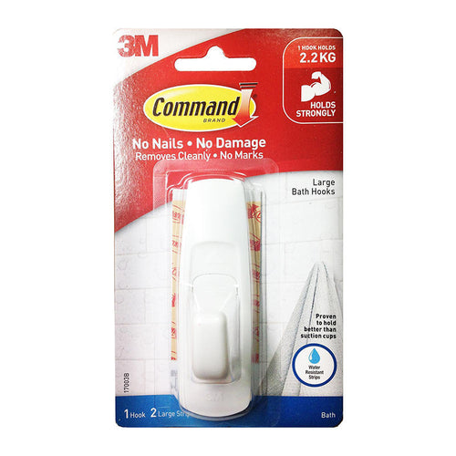3M Command 17003B Large Bath Hook 6Pk/Bag