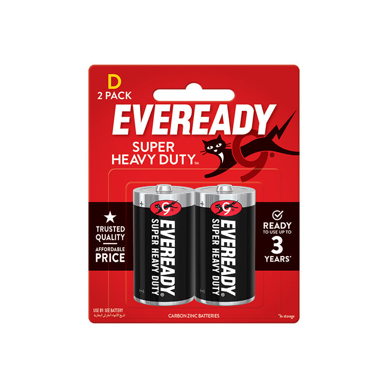 Eveready 1250 BP2 D Size Super Heavy Duty Carbon Zinc Battery
