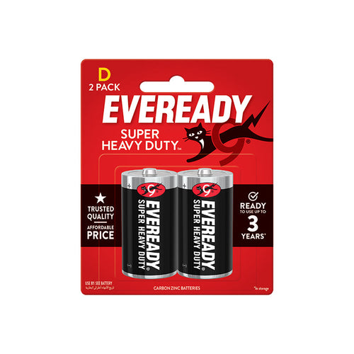 Eveready 1250 BP2 D Size Super Heavy Duty Carbon Zinc Battery
