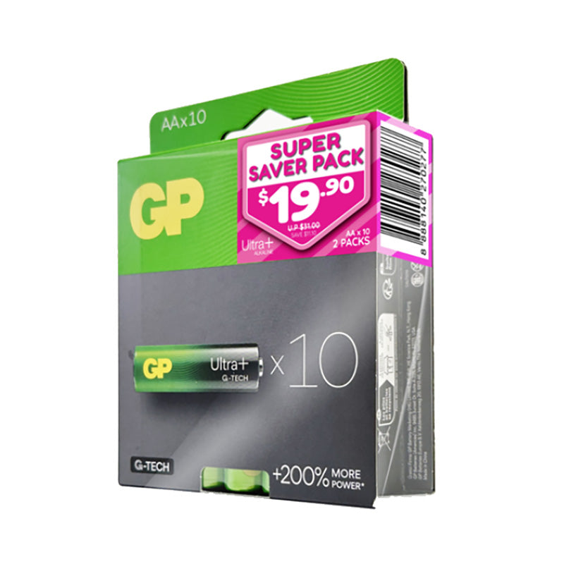 GP Alkaline Ultra Plus 10 AA + 10 AA Super Saver Pack