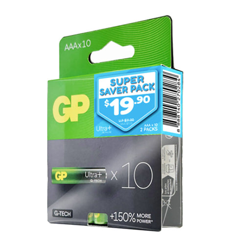 GP Alkaline Ultra Plus 10 AAA + 10 AAA Super Saver Pack
