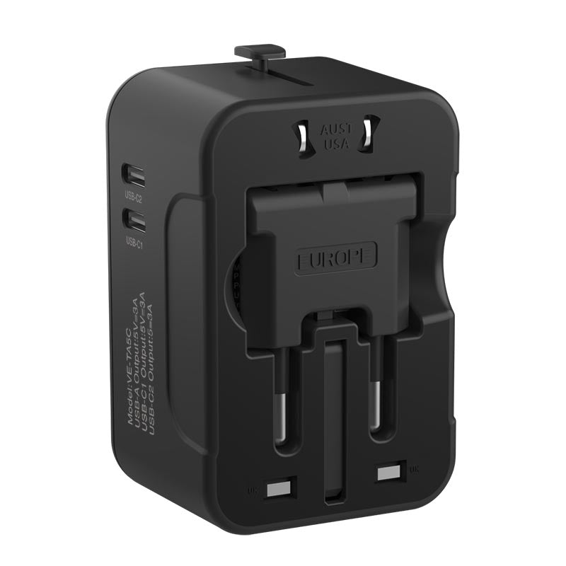 VCE VE-TA5C 2C1A Universal Travel Adaptor (Black)