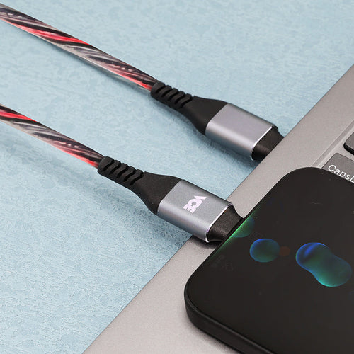 VCE VE-TC04 PD60W USB-C to USB-C Cable with LED Light Silver