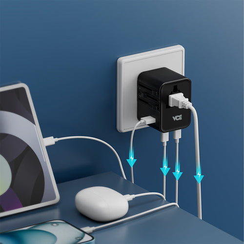 VCE VE-TA15-BK 1A2C Universal Travel Adaptor