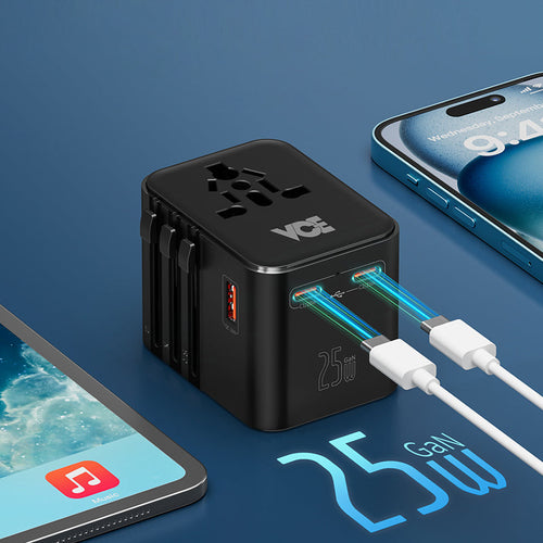 VCE VE-TA15-BK 1A2C Universal Travel Adaptor