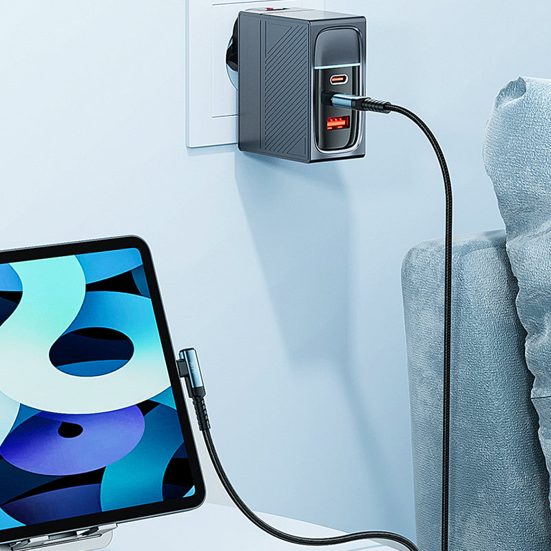 VCE VE-TC10-BL 90° PD60W 1M USB-C to USB-C Cable Blue