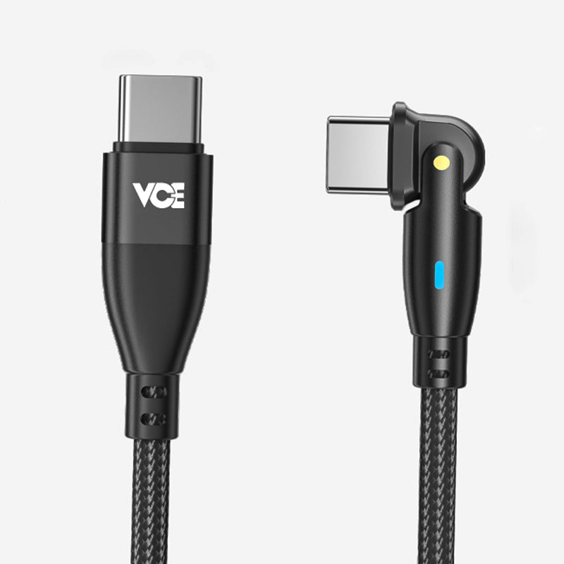 VCE VE-TC12-BK 180° PD100W 1M USB-C to USB-C Cable Black