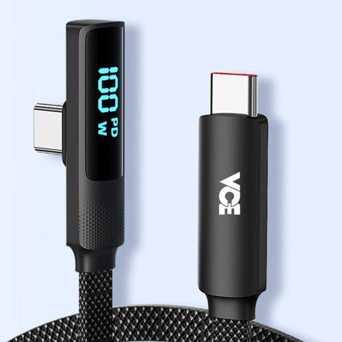 VCE VE-TC13-BK 90° PD100W 1.2M USB-C to USB-C Cable Black