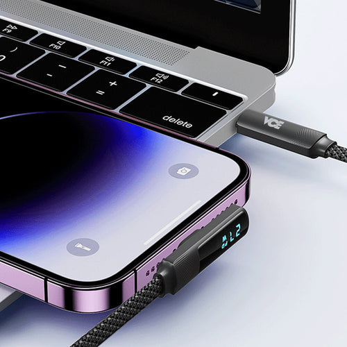 VCE VE-TC13-BK 90° PD100W 1.2M USB-C to USB-C Cable Black