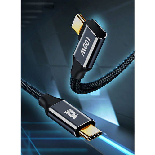 VCE VE-TC14-BK 90° PD100W 1M USB-C to USB-C Cable Black
