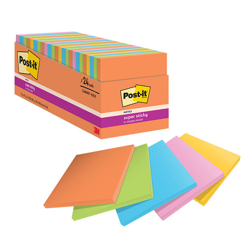 3M Post-it 654-24SSAU-CP Super Sticky Notes 3x3-inch 70 Sheet