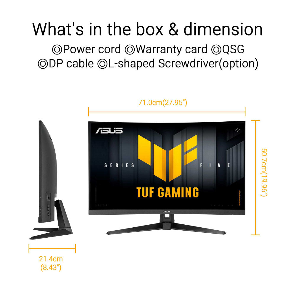Asus TUF Gaming VG32VQM5B - 31.5 FHD 250Hz (OC) Curved Gaming Monitor