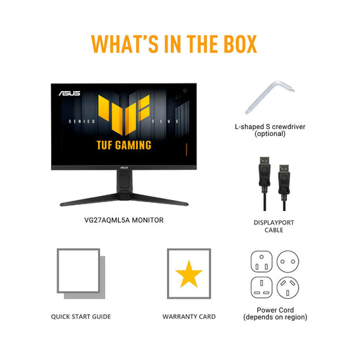 Asus TUF Gaming VG27AQML5A - 27 QHD IPS 300Hz Gaming Monitor