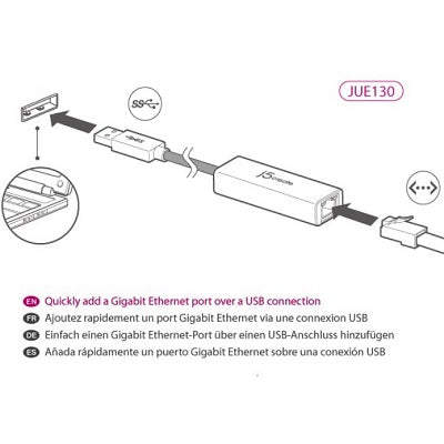 J5Create USB 3.0 Gigabit Ethernet Adapter (JUE130)