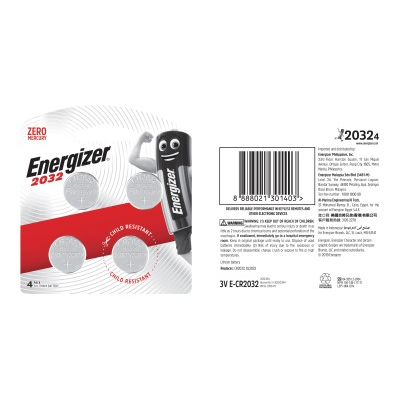 Energizer CR2032 BP4 Lithium Coin Battery 4pcs Pack
