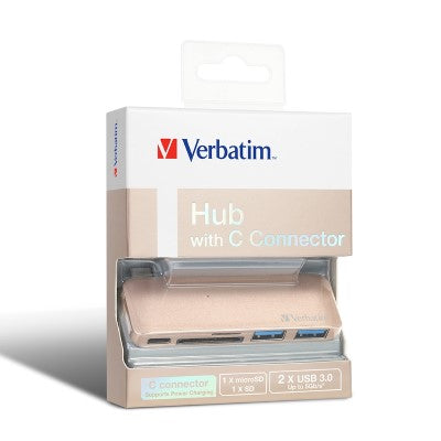 Verbatim Type C Hub with Type C Charging (Gold)