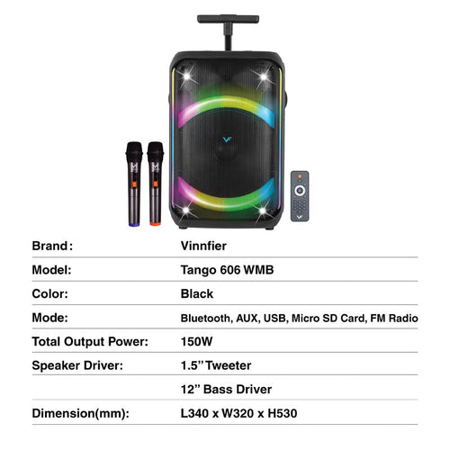 Vinnfier Tango 606 WMB Karaoke Speaker