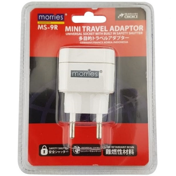 Morries MS-9R Mini Travel Adaptor 2 Round Pin Plug (White)