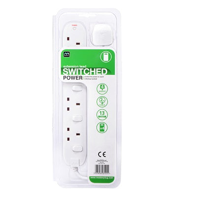 Masterplug SWC42N-MPA Individual Switch 4 Socket LED 2m